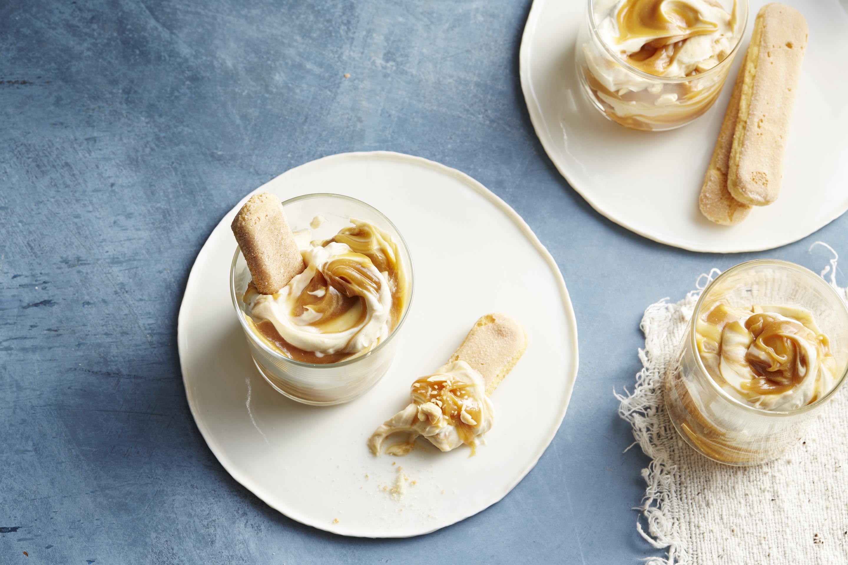 Caramel peanut swirl tiramisu pots - The Peanut Company of Australia